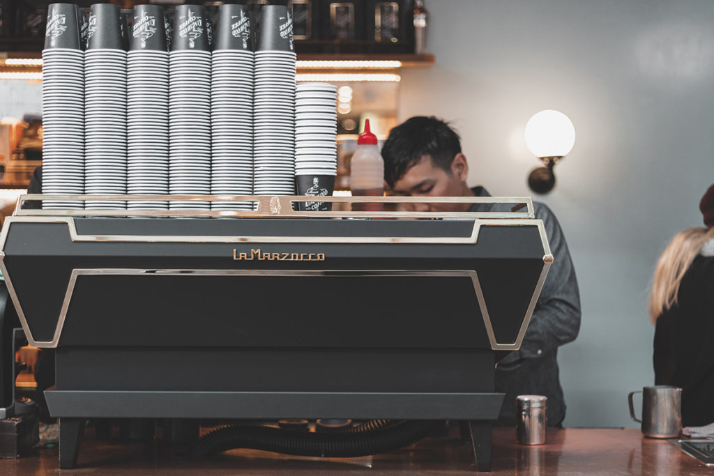 La Marzocco goes straight in with the KB90 BeanScene