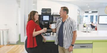 Peter Wolff and Bloomtec Co-Owner Avril Bloomfield. Images: Wolff Coffee Roasters.