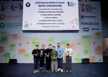 The finalists for the 2025 World Coffee in Good Spirits Championship in Geneva.