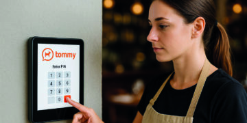 Using Tommy, team members can clock in and out of shifts using their own phones or kiosk devices.