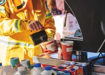 Piazza D’Oro has trained some of the Kulnura RFS team to craft coffee from its cart for community events.