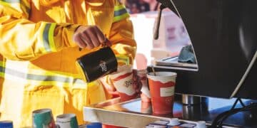 Piazza D’Oro has trained some of the Kulnura RFS team to craft coffee from its cart for community events.