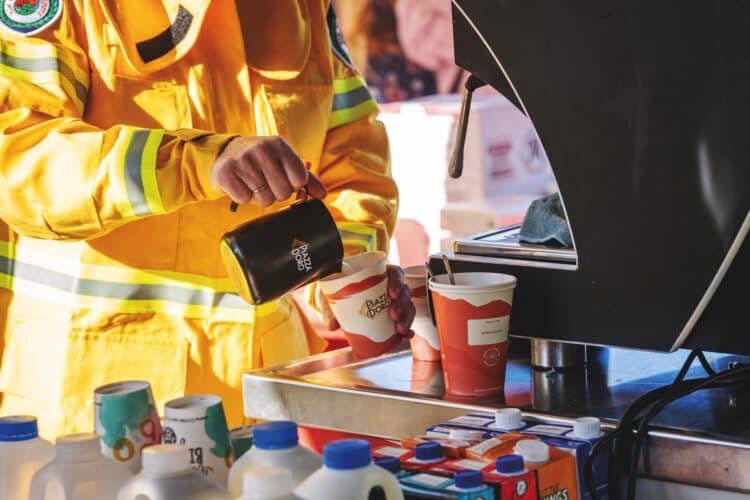 Piazza D’Oro has trained some of the Kulnura RFS team to craft coffee from its cart for community events.