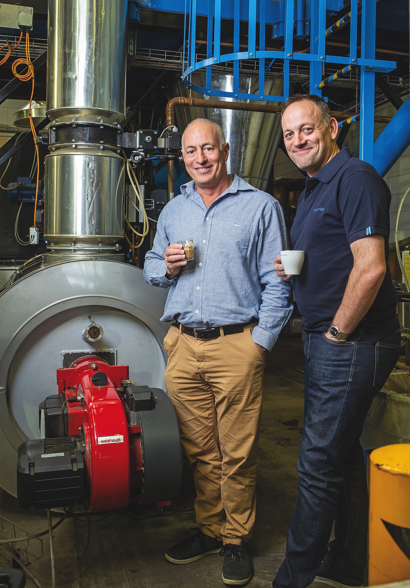 Merlo COO David Holt (right) with Founder Dean Merlo at the Queensland roastery.