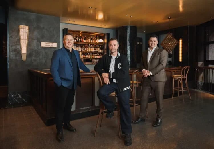 Nathan Toleman (The Mulberry Group), Edward Pearse (Time & Place), and Peter Minatsis (Hannah St Hotel).