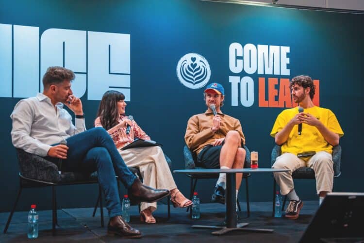 Kirk Pearson (right), Founder of Project Zero Coffee, discussed cafés of the future at MICE2025.