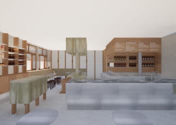 A 3D render of Allpress' Fortitude Valley café.