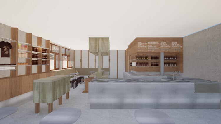 A 3D render of Allpress' Fortitude Valley café.