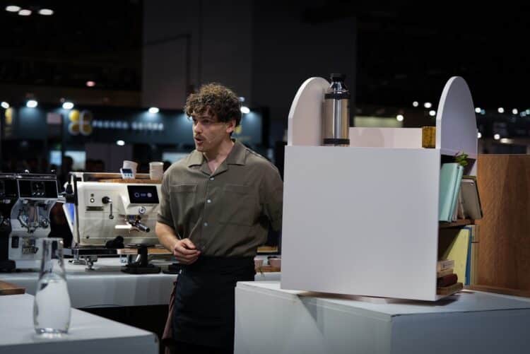 Jack Simpson competing at the 2025 World Barista Championship.