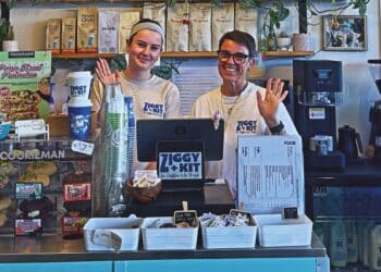 Owner Carrie Silke (right) working alongside her barista daughter Riley.