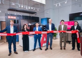 At the Franke Coffee Systems' Southeast Asia Flagship Showroom (L to R), Markus Ratfelder, Sales Director Southeast & Northeast Asia, Franke Home Solutions; Lily Chiu, Regional Marketing Manager APAC, Franke Coffee Systems; Caleb Teo, Business Development Director South and Southeast Asia, Franke Coffee Systems; Marco Zancolò, CEO, Franke Coffee Systems; Stephen Moon, Technical Director APAC & Business Development Director South Korea, Franke Coffee Systems; and Stefan Niederberger, Vice President Asia Pacific, Franke Coffee Systems. Image: Franke.