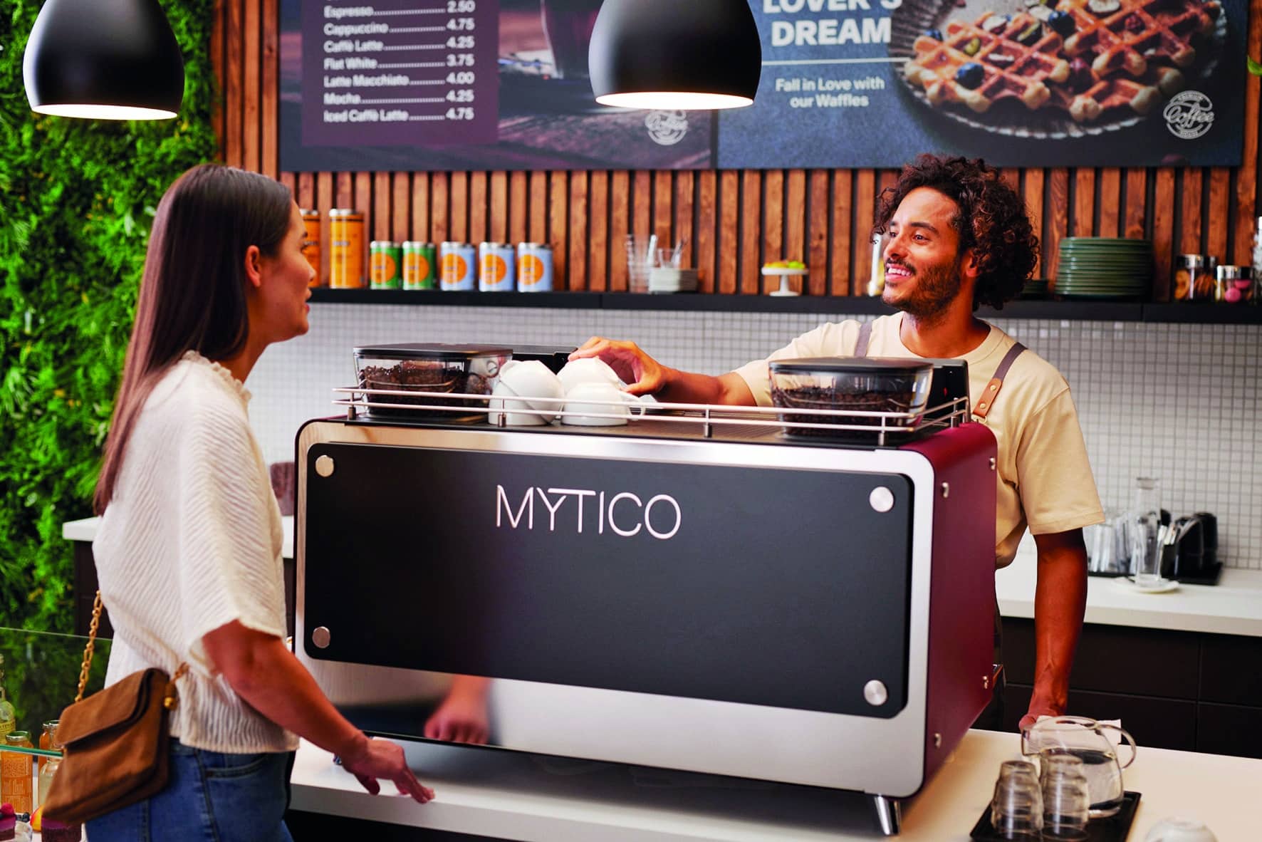 A Mytico in a café setting.