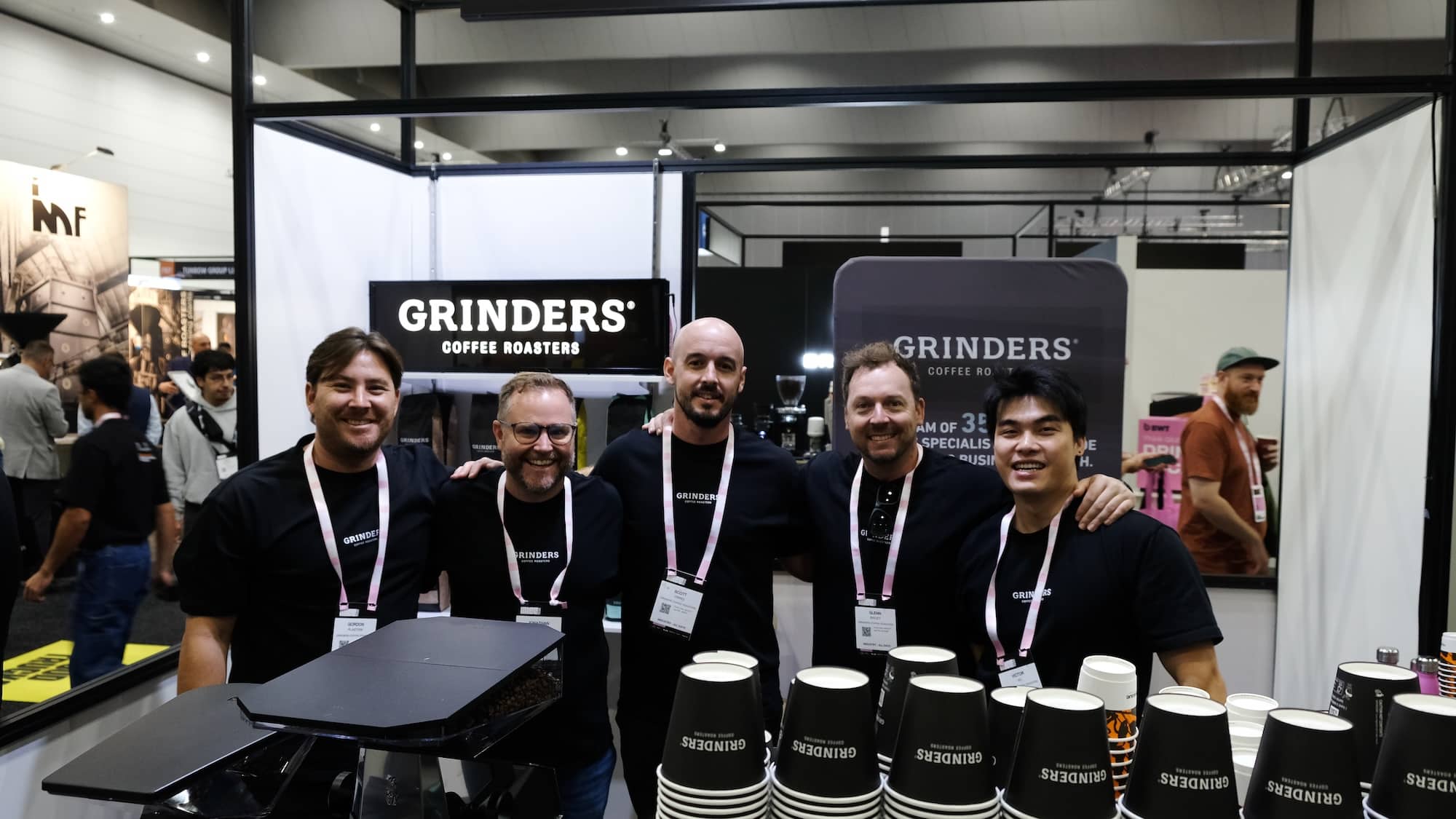 The Grinders team at the MICE26 Roasters Playground.