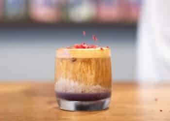Pablo & Rusty's Coffee Specialist Matt Goto talks through how make this Raspberry Ube Shaken Latte. Image: Pablo & Rusty's.